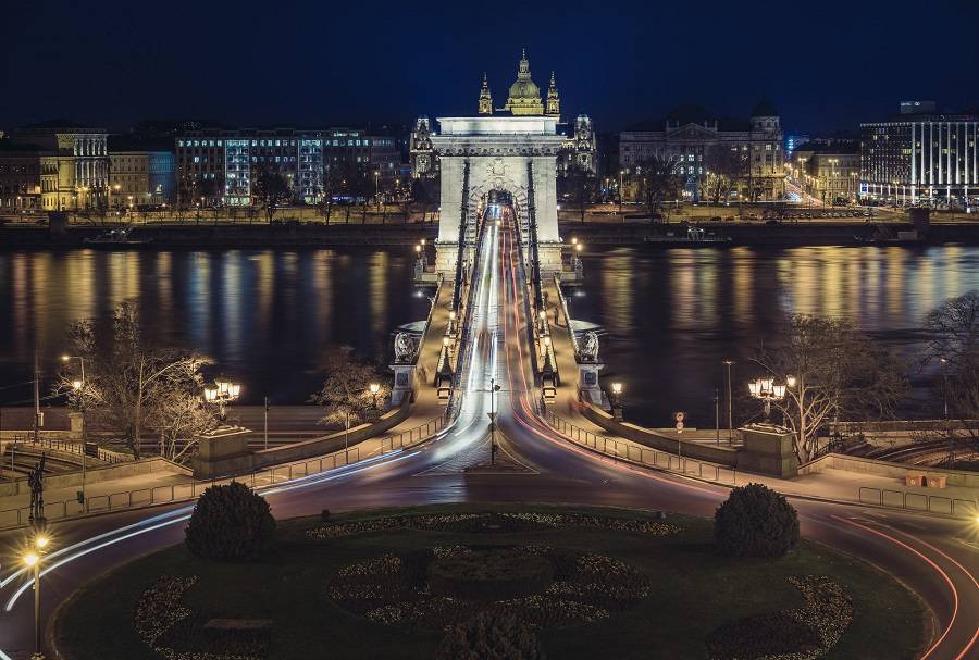 Цепной мост в Будапеште вечером